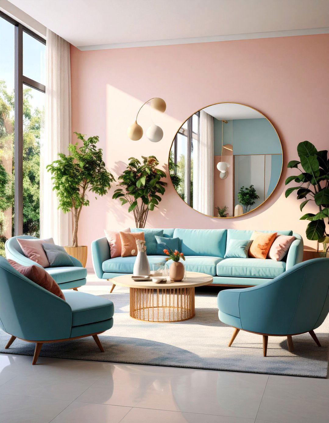 Curved Wall Mirror Contemporary Installation - 25 Living Room Mirror Ideas