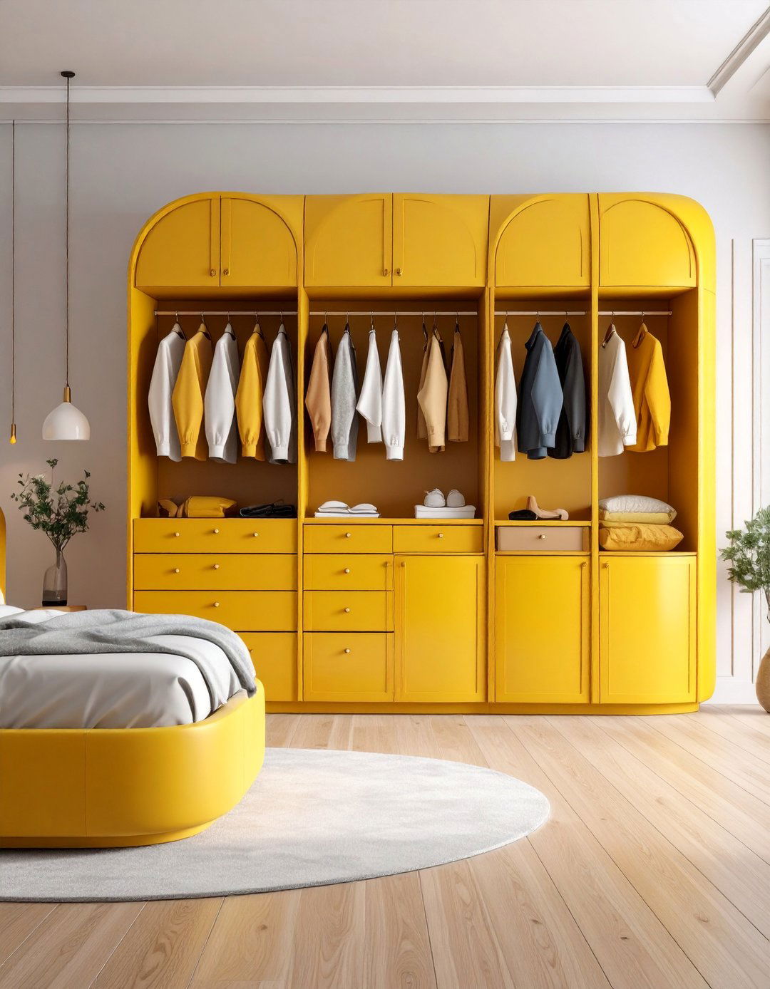 Curved Wardrobe Design with Soft Architectural Lines - 25 Built-in Wardrobes Ideas