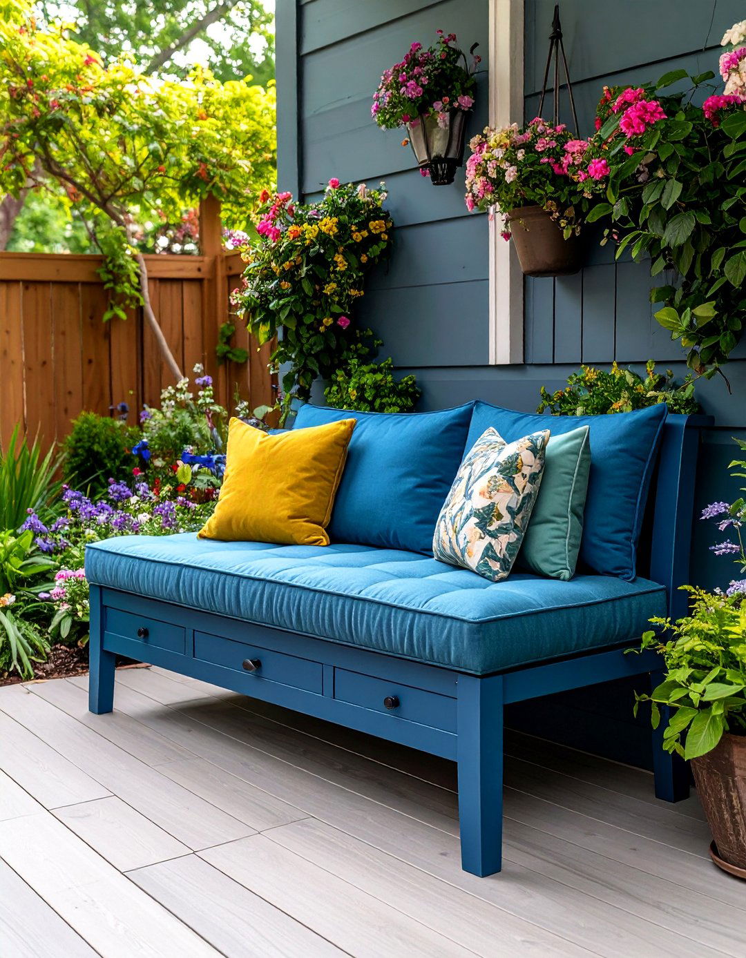 Cushioned Storage Bench with Hidden Compartment - 25 Outdoor Shoe Storage Ideas