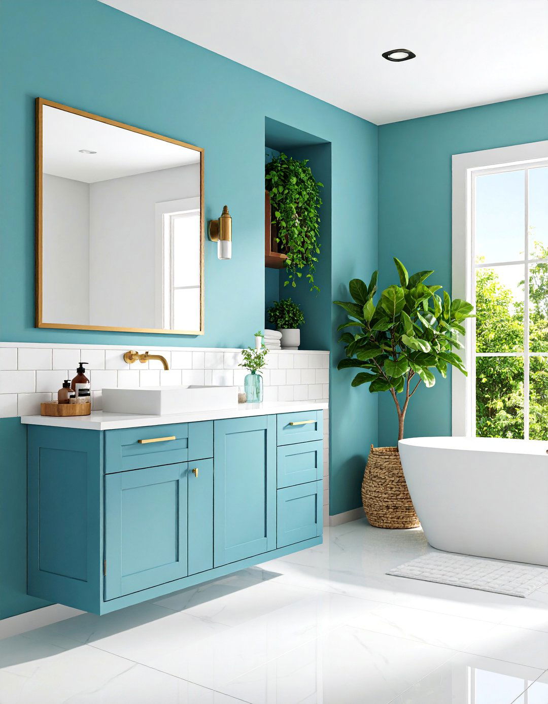 Custom Built In Niche with Decorative Backing - 25 Toilet Paper Storage Ideas