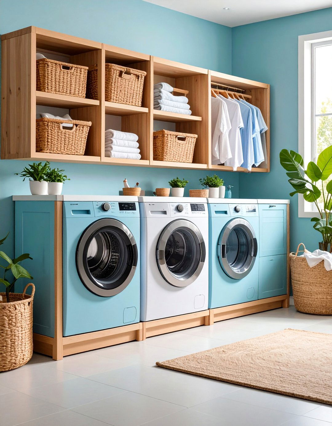 Custom Built in Hamper System with Sorting Compartments - 25 Laundry Room Storage Ideas