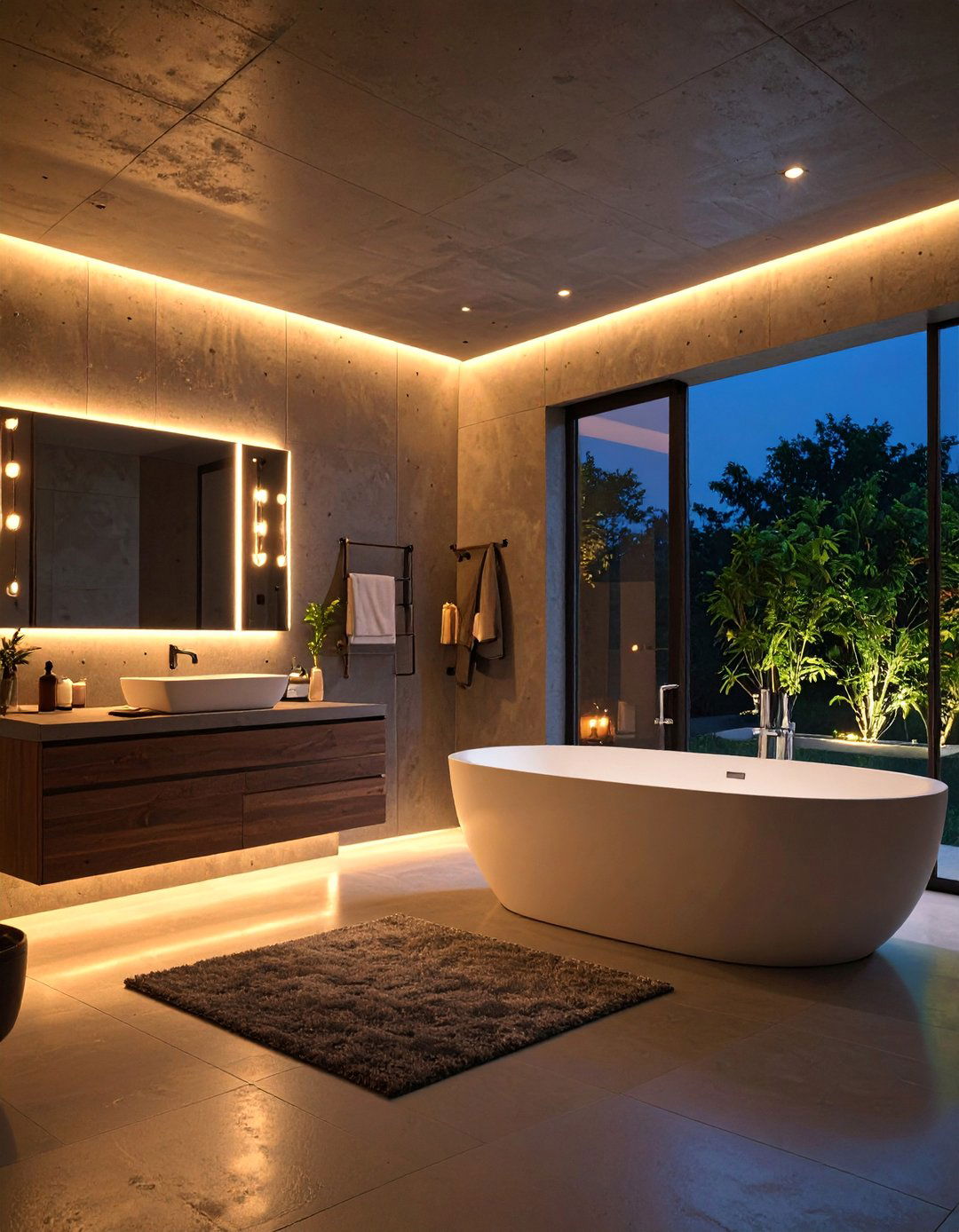 Custom Concrete Lighting Integration - 25 Concrete Bathroom Ideas