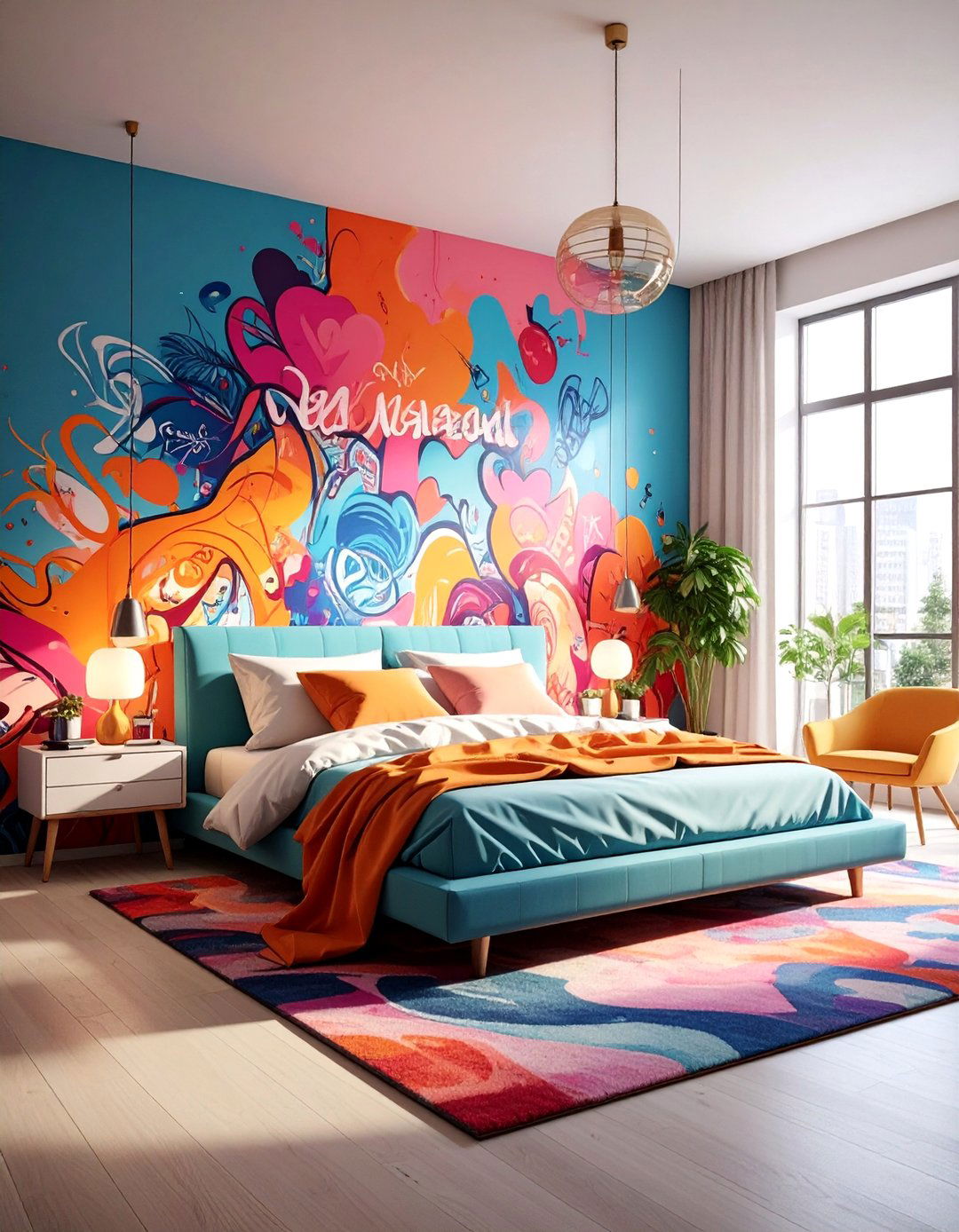 Custom Graffiti Typography Feature Wall - 25 Hypebeast Room Decor Ideas