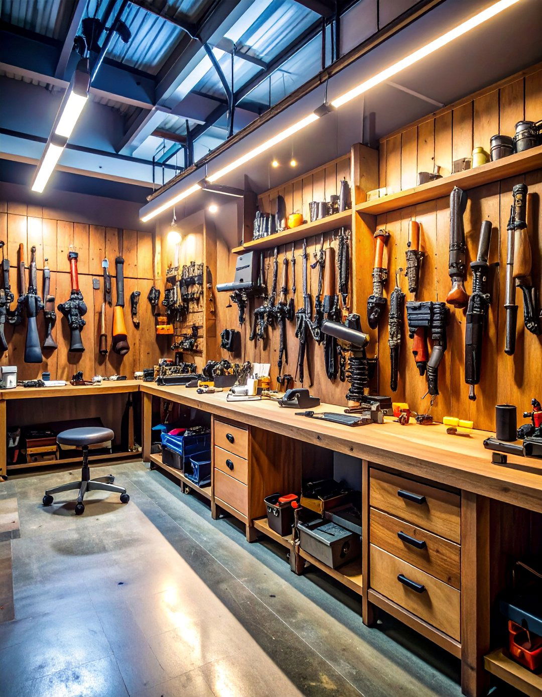 Custom Workshop Gun Room with Gunsmithing Station - 25 Gun Room Ideas