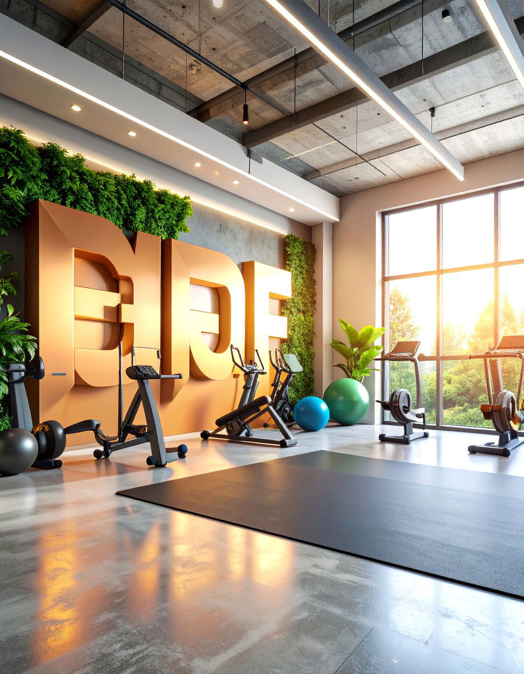 D Typography Fitness Gym Mural - 25 Gym Murals