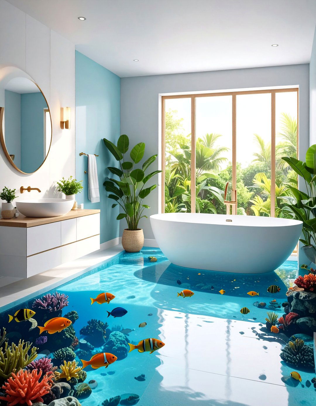 D Underwater Scene Epoxy Design - 25 Epoxy Floor Designs