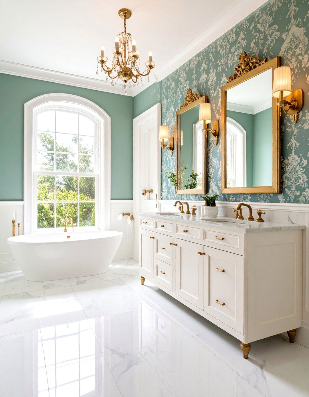 Damask Pattern Wallpaper Traditional Elegance - 25 Black and White Powder Room Ideas