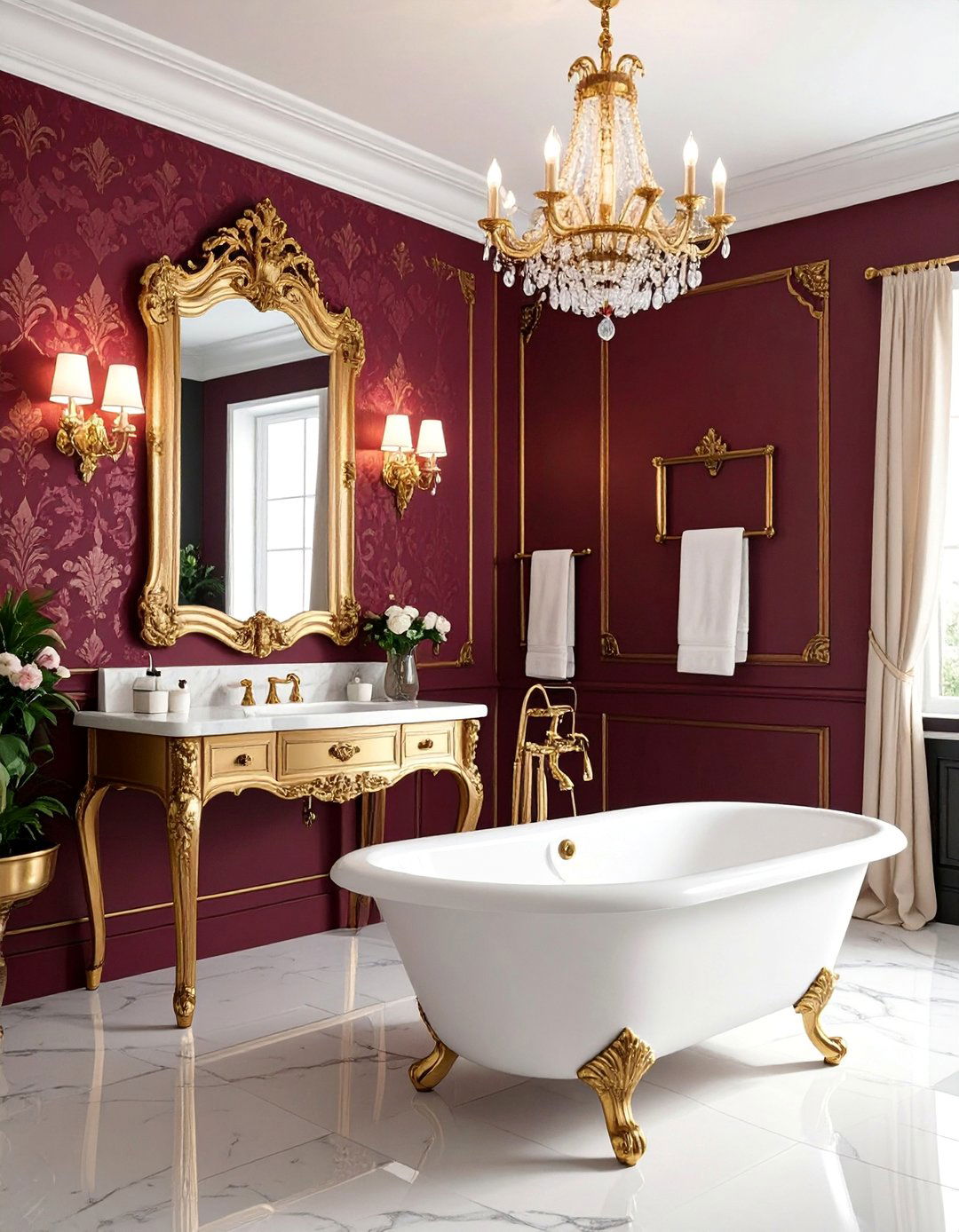 Damask Traditional Elegance - 25 Powder Room Wallpaper Ideas