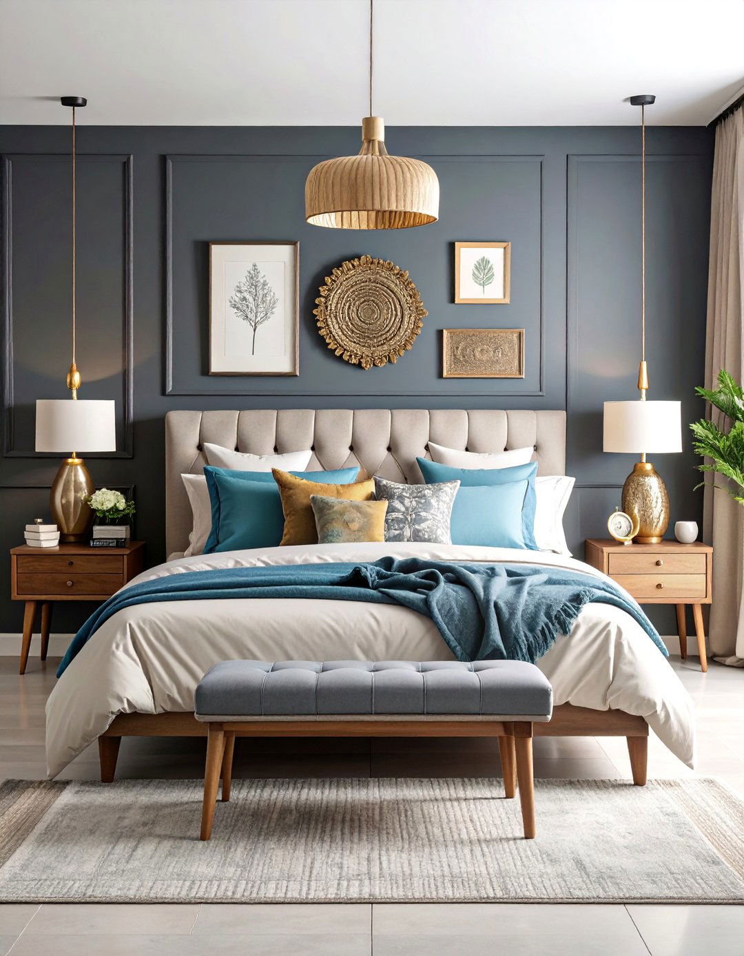 Dark Bohemian Gallery Wall - 25 Dark Boho Bedroom Ideas
