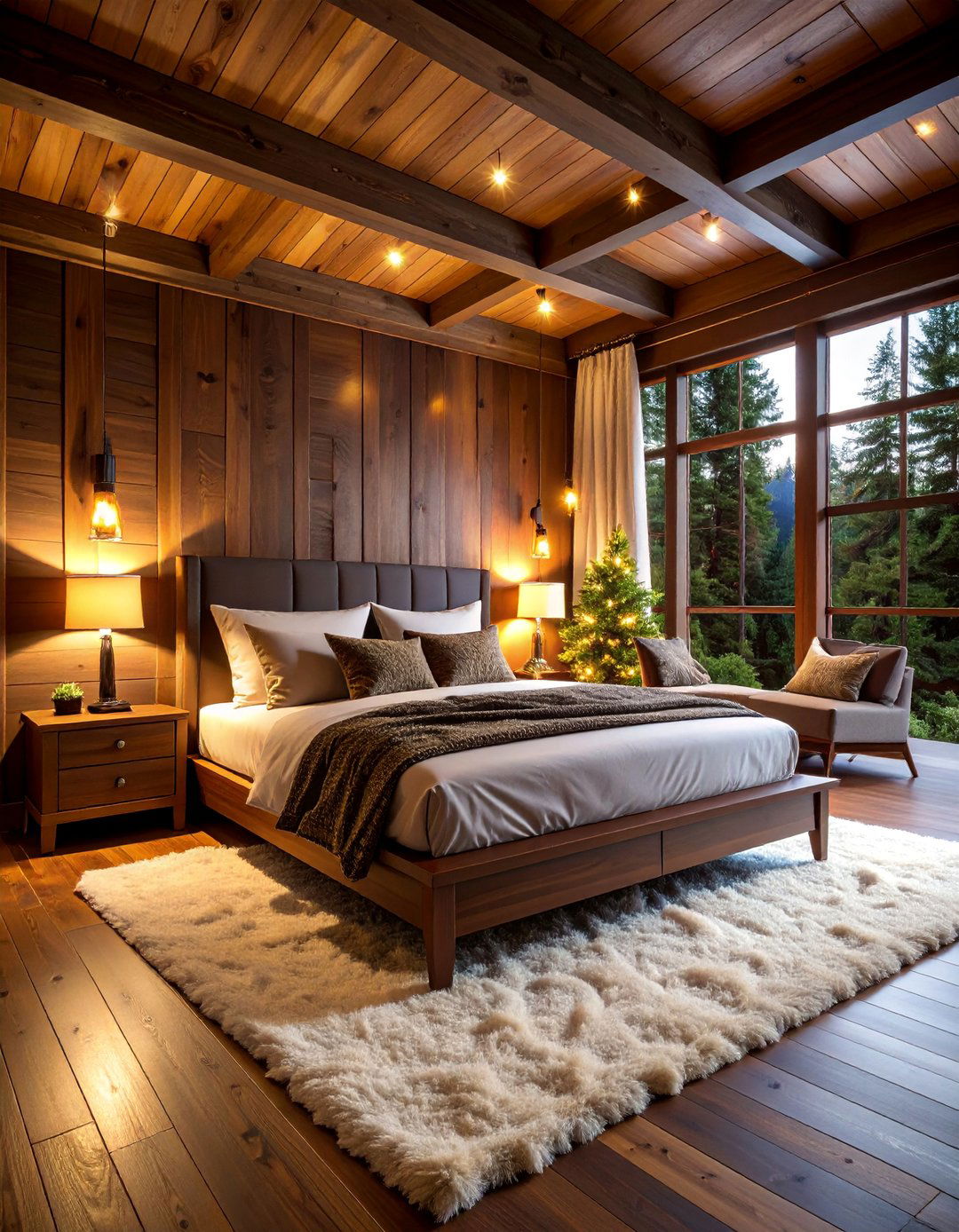 Dark Cabin Bedroom with Moody Atmosphere - 25 Cabin Bedroom Ideas
