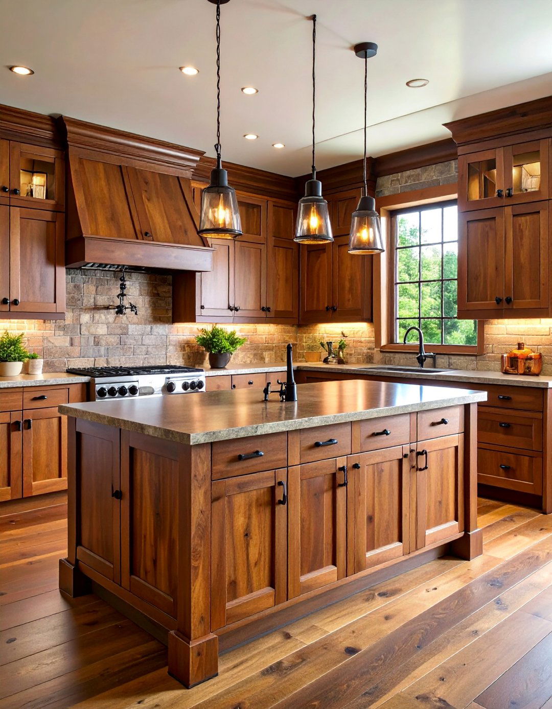 Dark Cedar Aromatic Rustic Style Cabinets - 25 Dark Wood Kitchen Cabinets