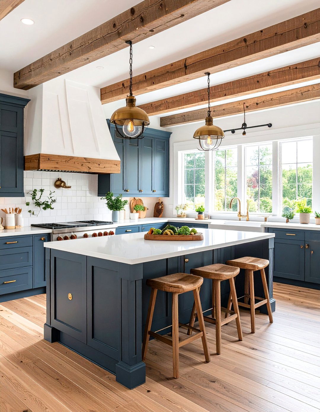 Dark Charcoal Gray Cabinets with Butcher Block Island - 25 Farmhouse Kitchen With Gray Cabinets Ideas