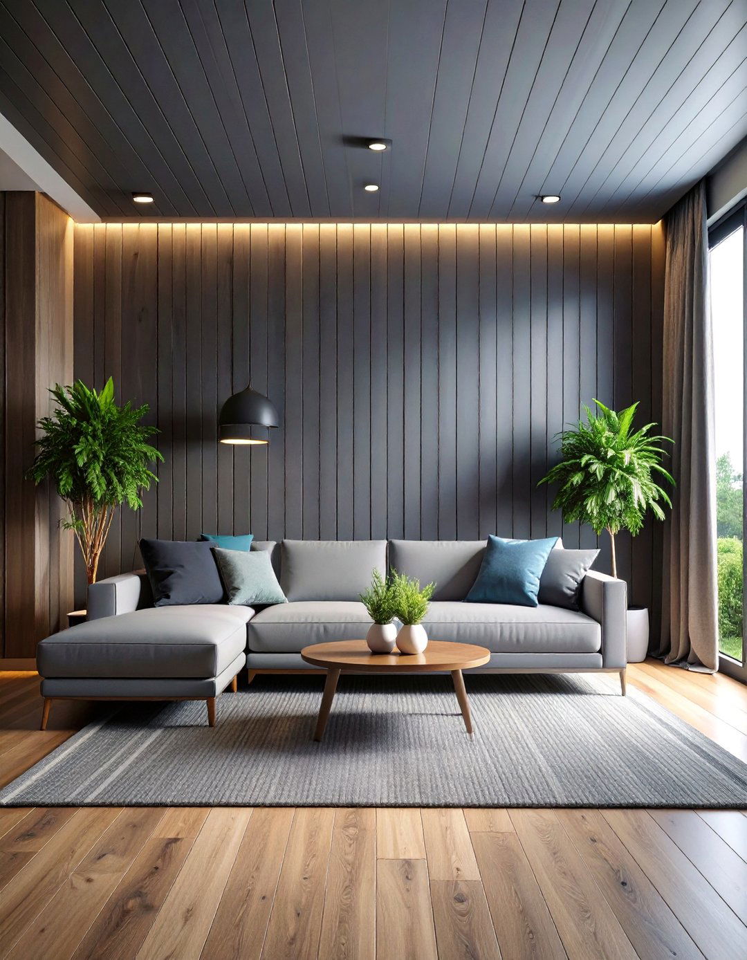Dark Charcoal Living Room Feature Wall - 25 shiplap accent wall ideas