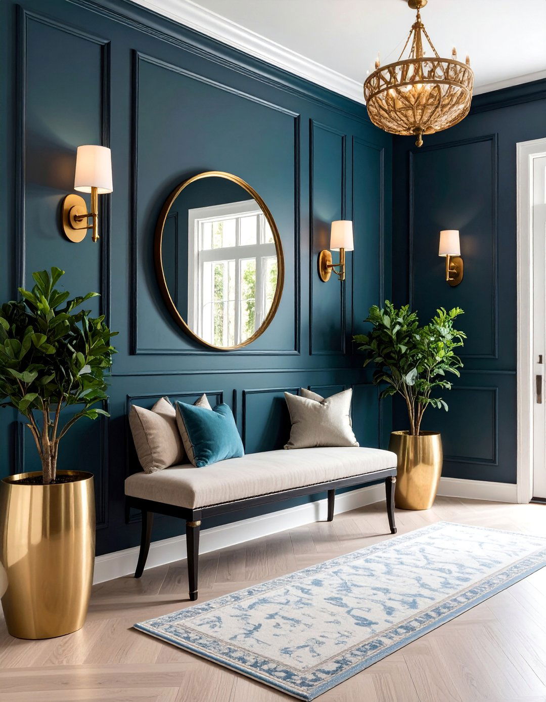 Dark Charcoal Shiplap with Dramatic Lighting - 25 Shiplap Wall Entryway Ideas