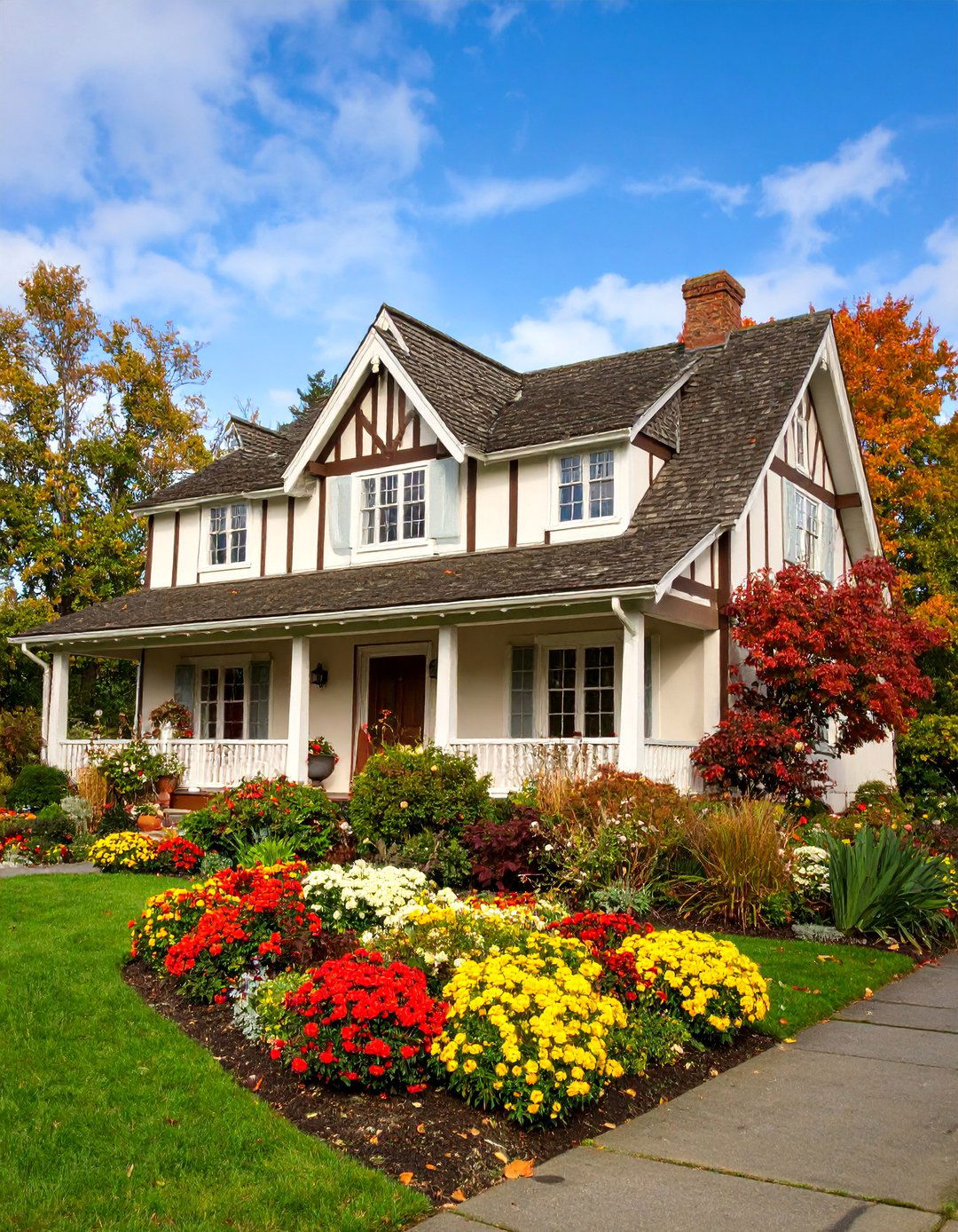 Dark Chestnut Brown Tudor Revival - 25 Brown Exterior House Colors