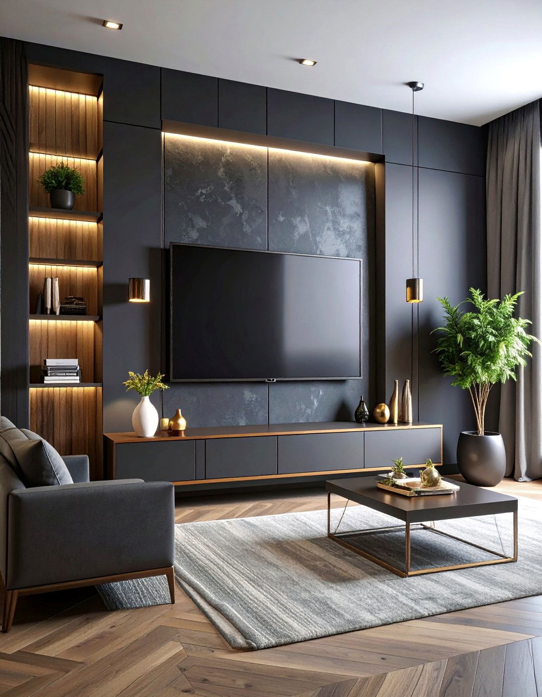 Dark Dramatic Accent Wall - 25 Tv Wall Ideas