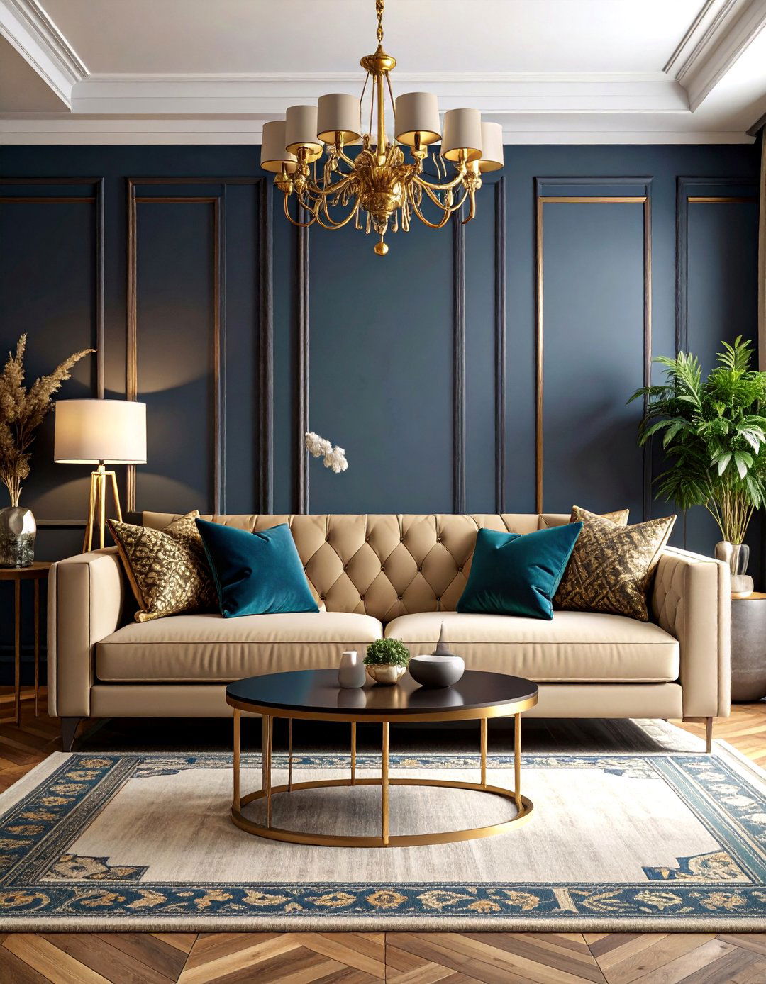 Dark Dramatic Beige Living Room with Moody Sophistication - 25 Beige Couch Living Room Ideas