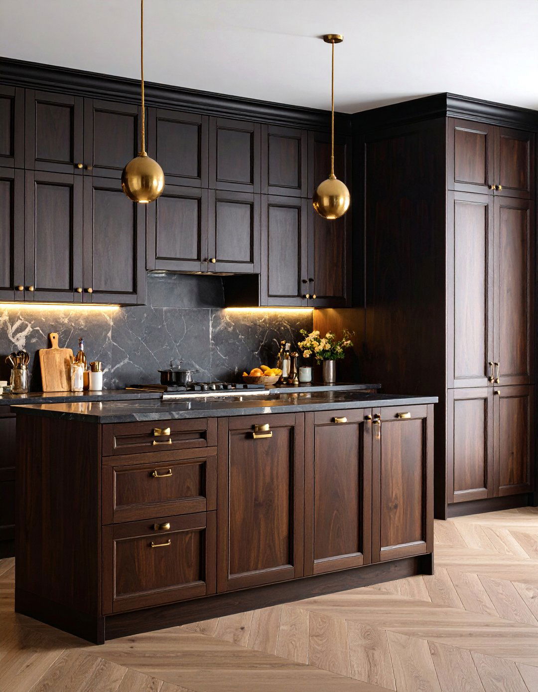 Dark Espresso Traditional Cabinet Wall - 25 Floor to Ceiling Cabinets Ideas