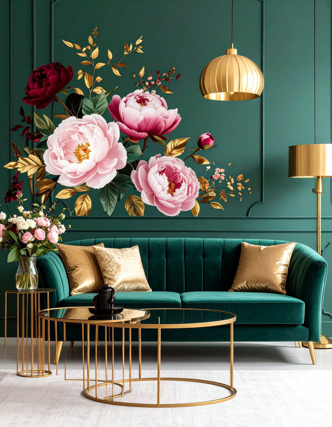 Dark Floral Botanical Wallpaper in Moody Tones - 25 Living Room Wallpaper Ideas
