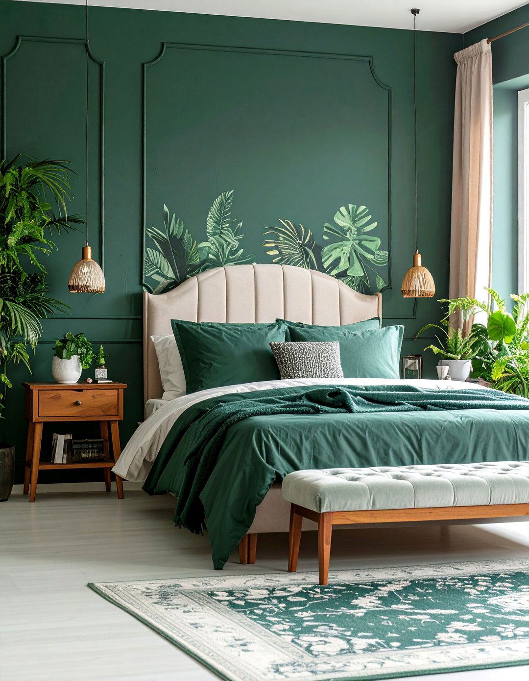 Dark Forest Green Moody Botanical Bedroom - 25 Forest Green Bedroom Ideas