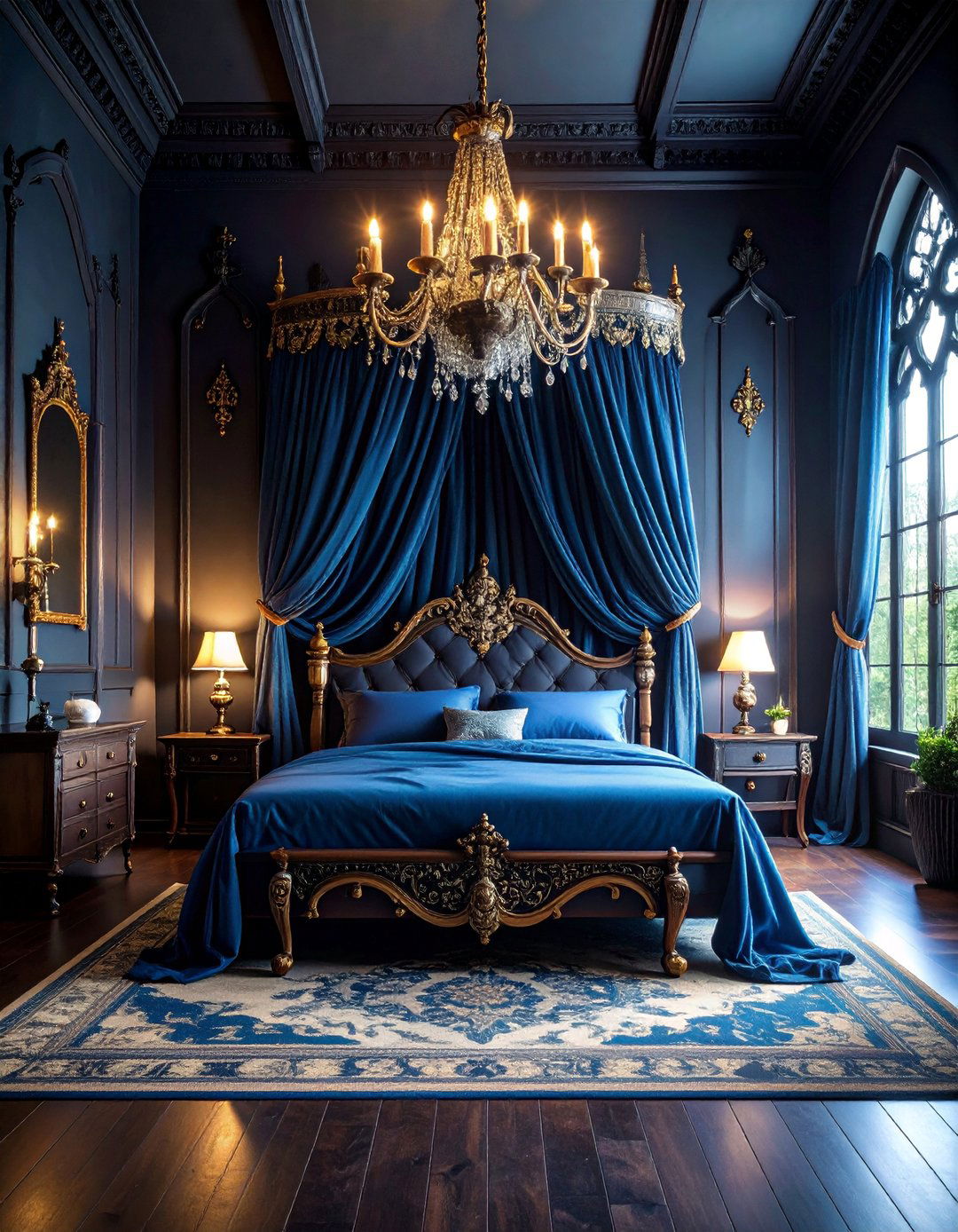 Dark Gothic Bedroom with Dramatic Atmosphere - 25 Man Cave Bedroom Ideas