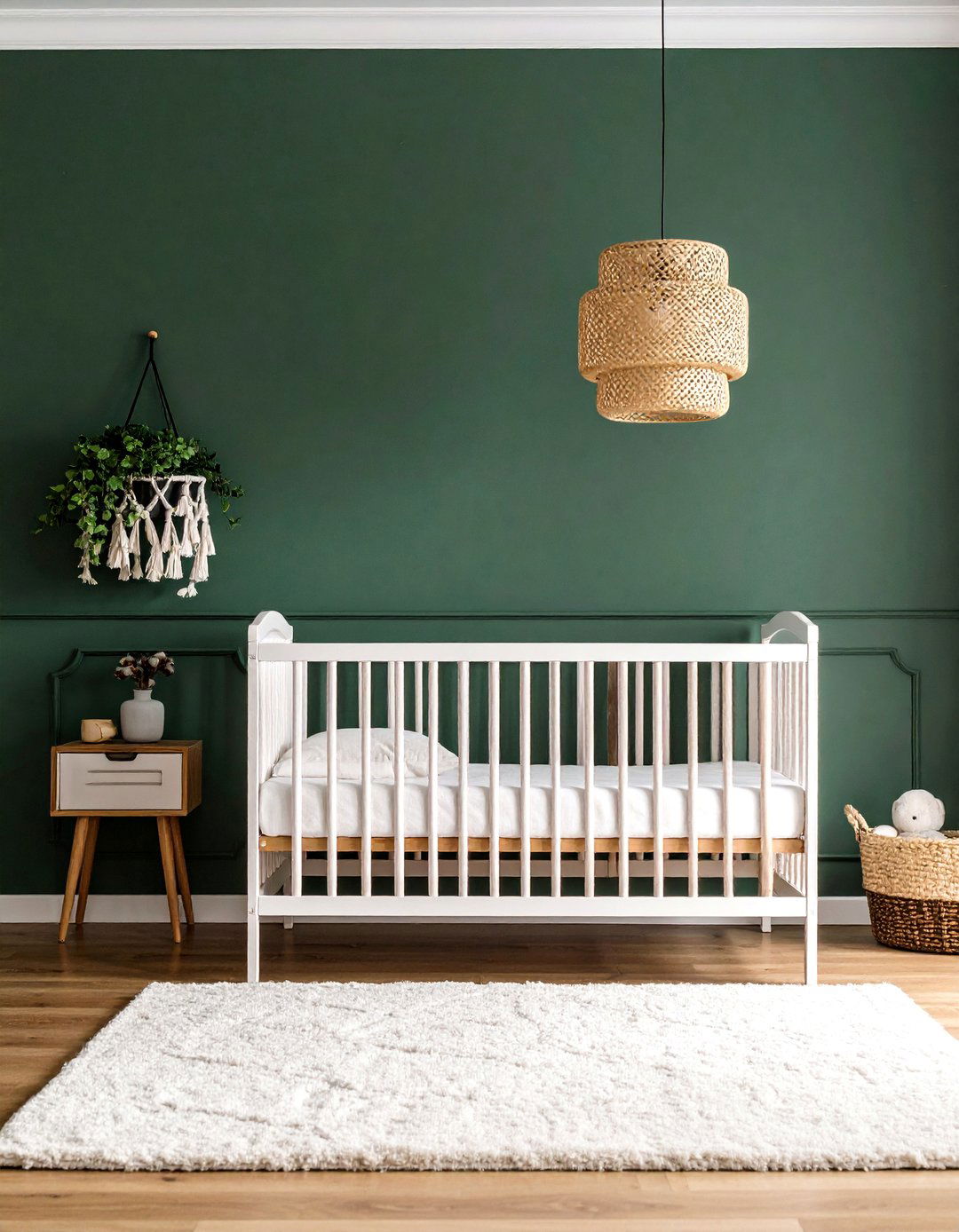 Dark Green Nursery Accent Wall Elegance - 25 Dark Green Nursery Ideas