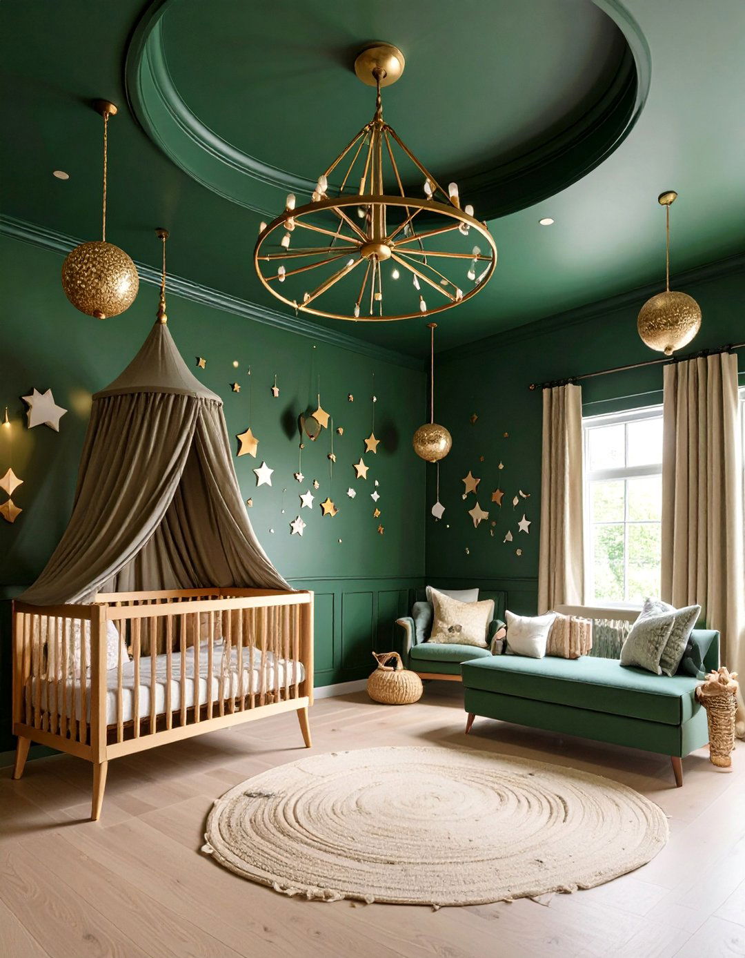 Dark Green Nursery Ceiling Statement - 25 Dark Green Nursery Ideas