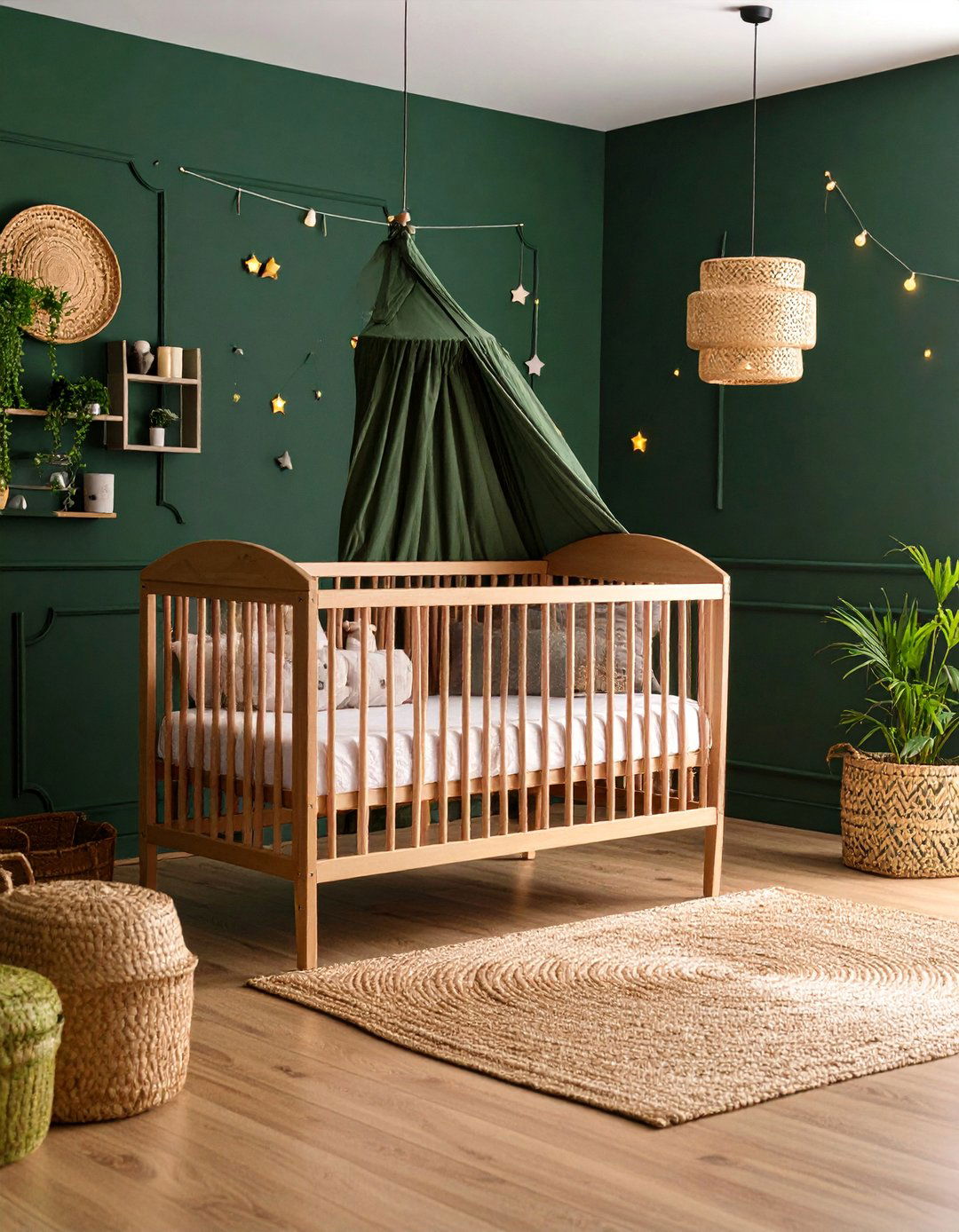Dark Green Nursery Eco Friendly Organic Materials - 25 Dark Green Nursery Ideas