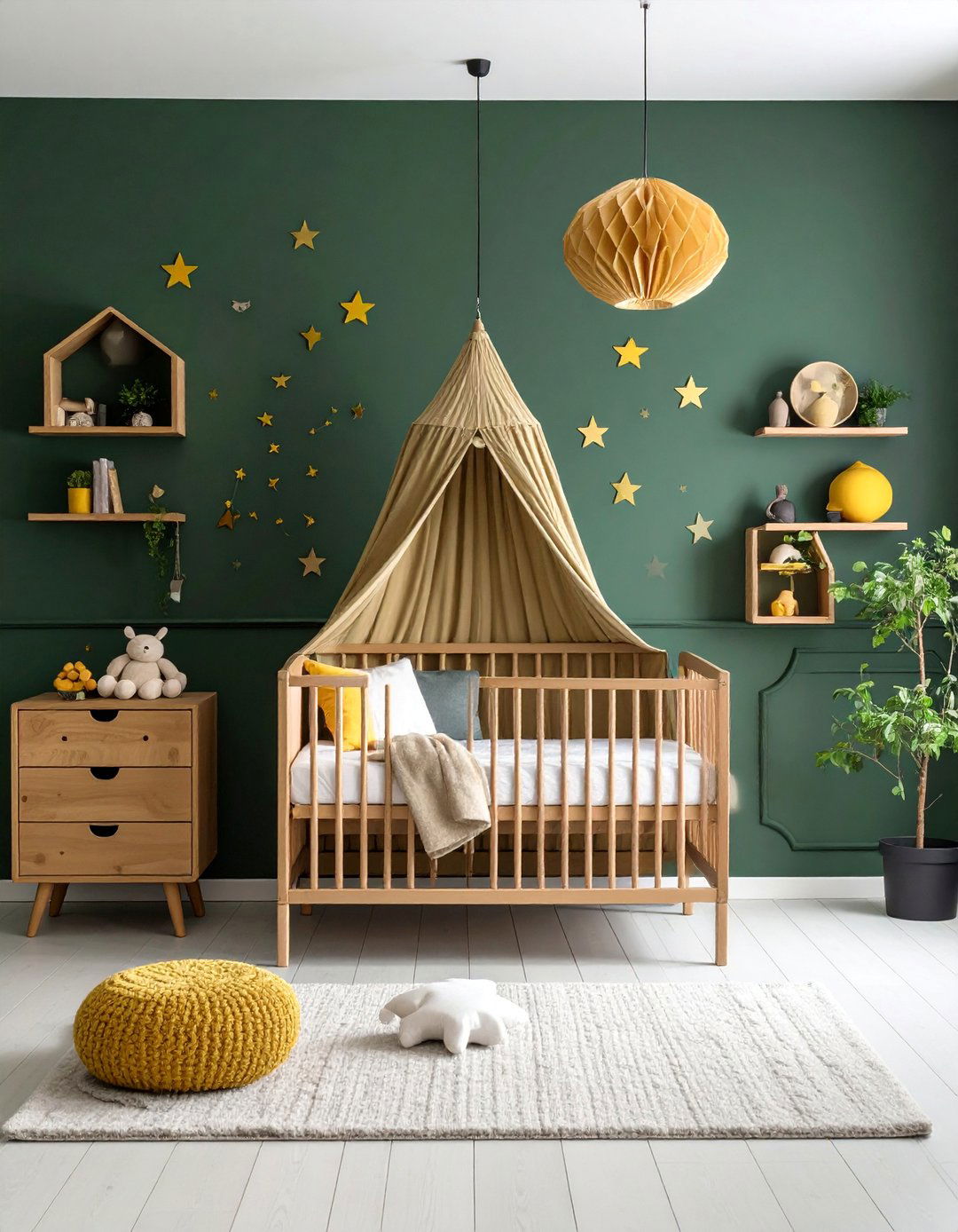 Dark Green Nursery Gender Neutral Geometrics - 25 Dark Green Nursery Ideas