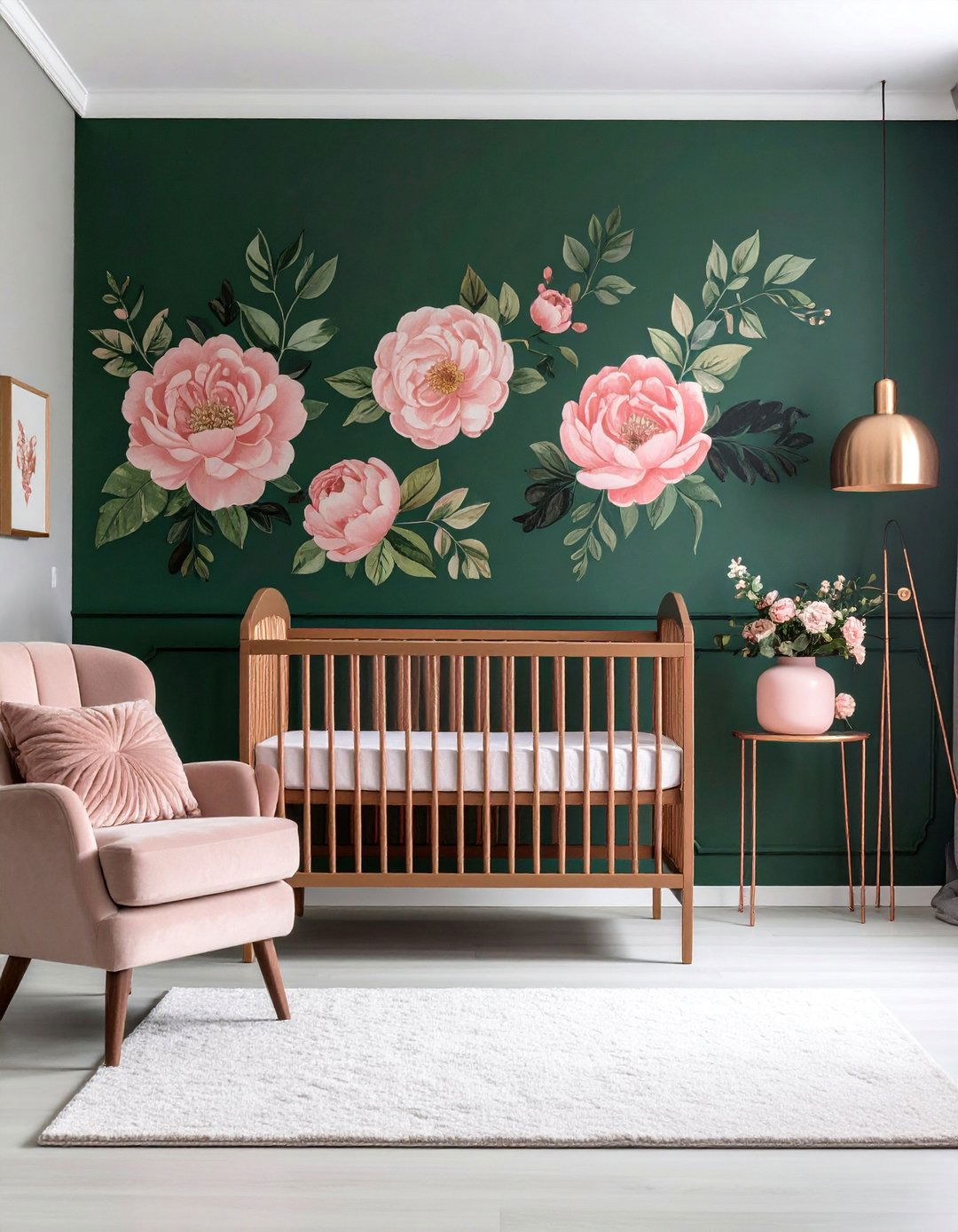 Dark Green Nursery Moody Floral Mural - 25 Dark Green Nursery Ideas