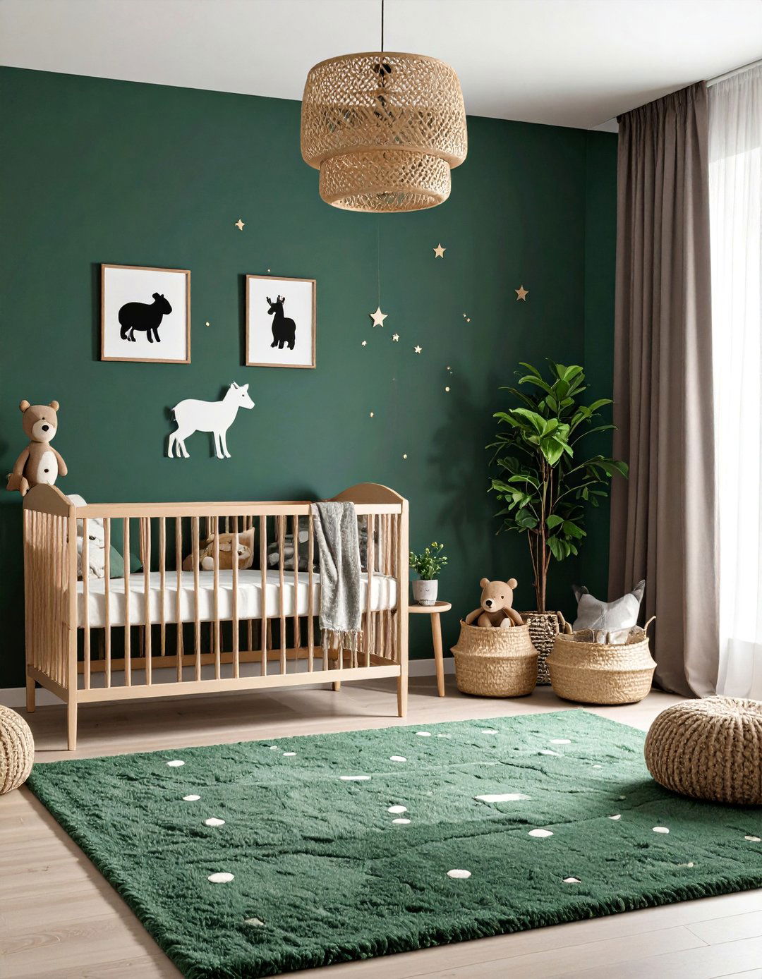 Dark Green Nursery Woodland Animals Theme - 25 Dark Green Nursery Ideas