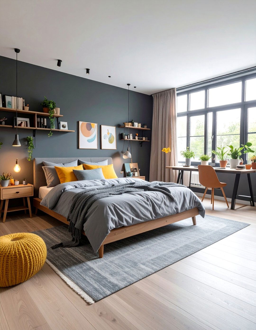 Dark Grey Creative Artists Retreat - 25 Dark Grey Bedroom Ideas