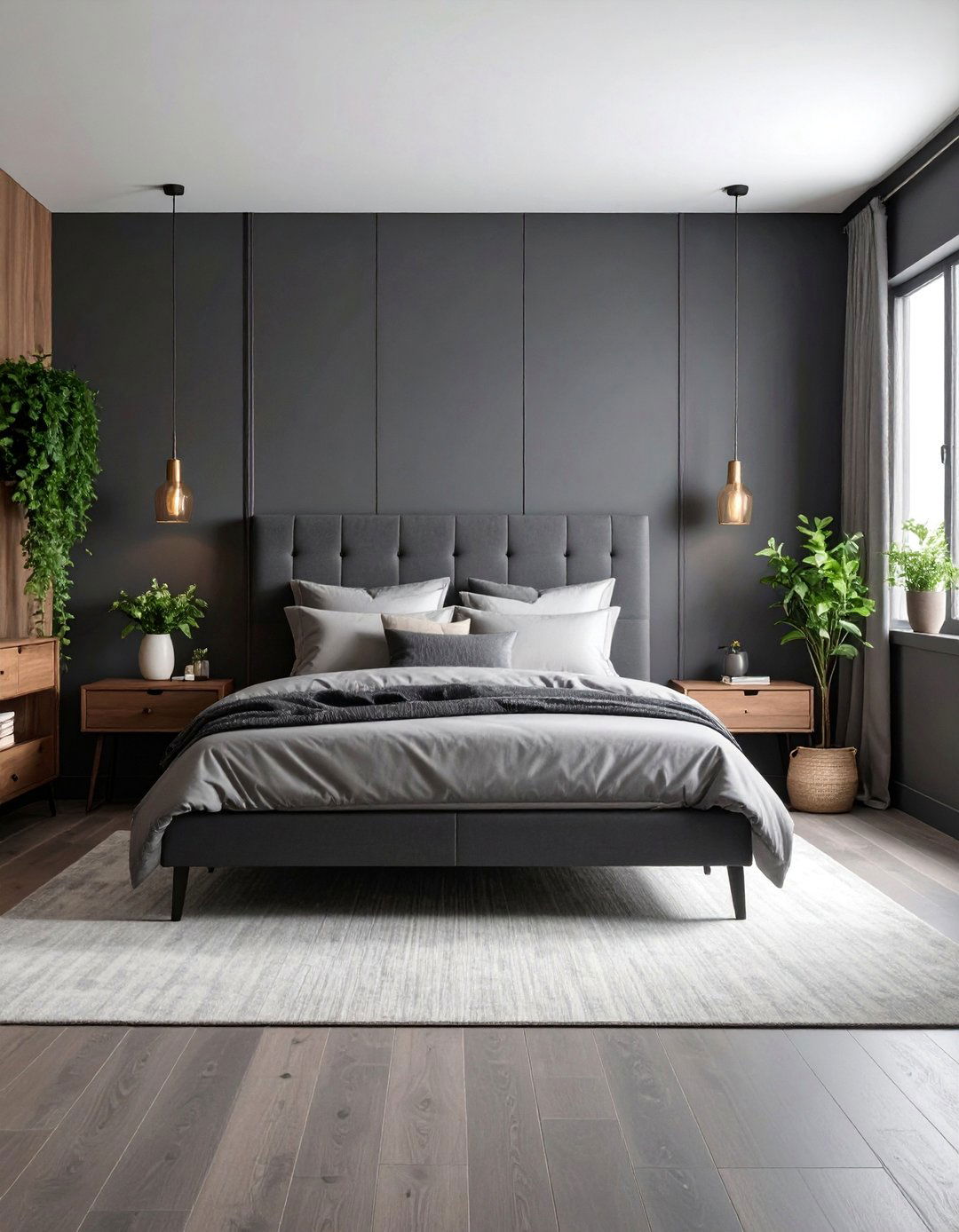 Dark Grey Gender Neutral Sophistication - 25 Dark Grey Bedroom Ideas