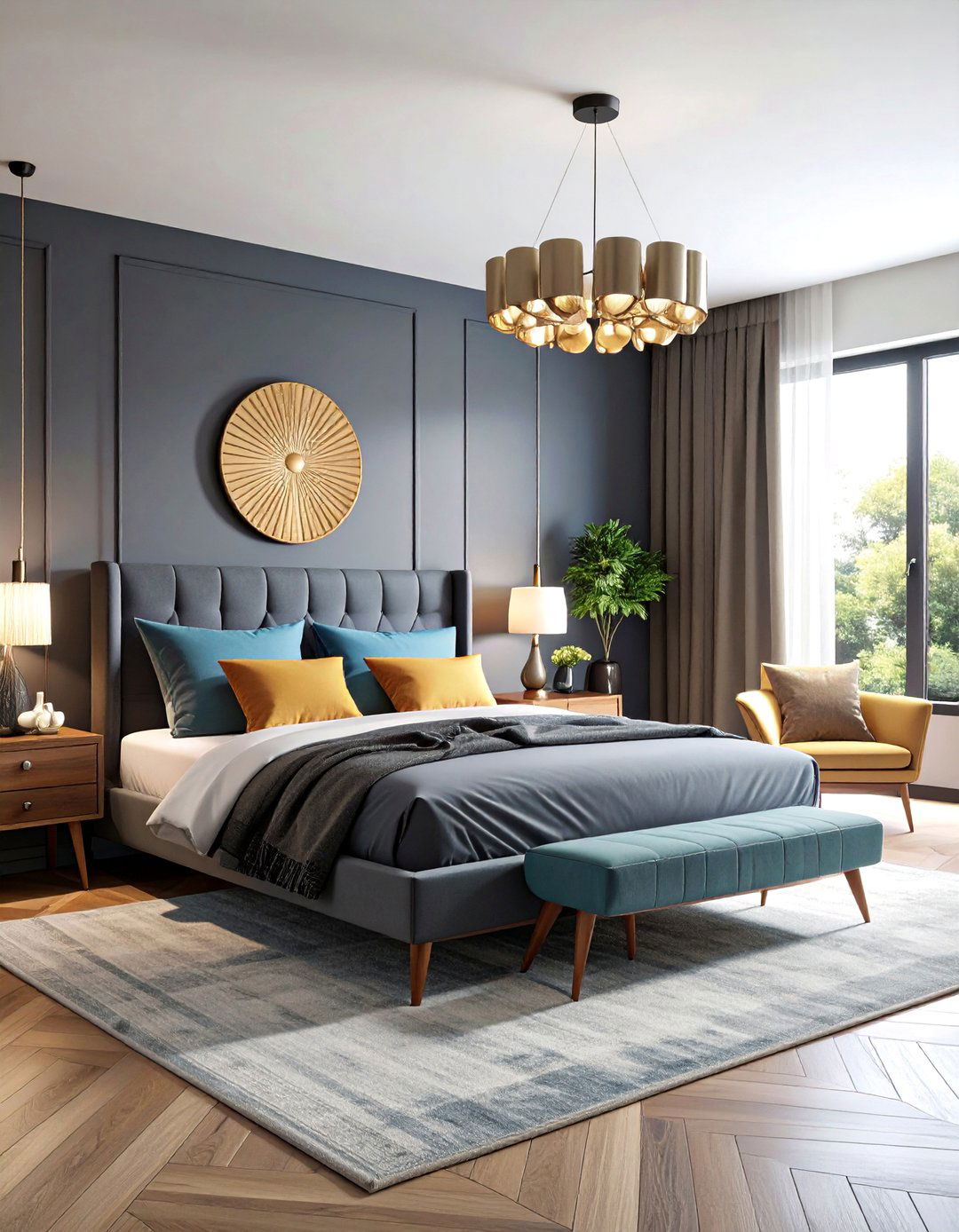Dark Grey Mid Century Modern Revival - 25 Dark Grey Bedroom Ideas