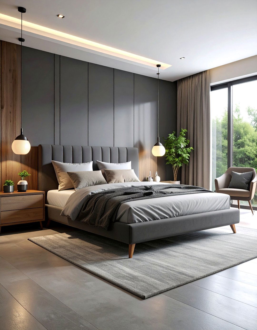 Dark Grey Modern Minimalist Retreat - 25 Dark Grey Bedroom Ideas
