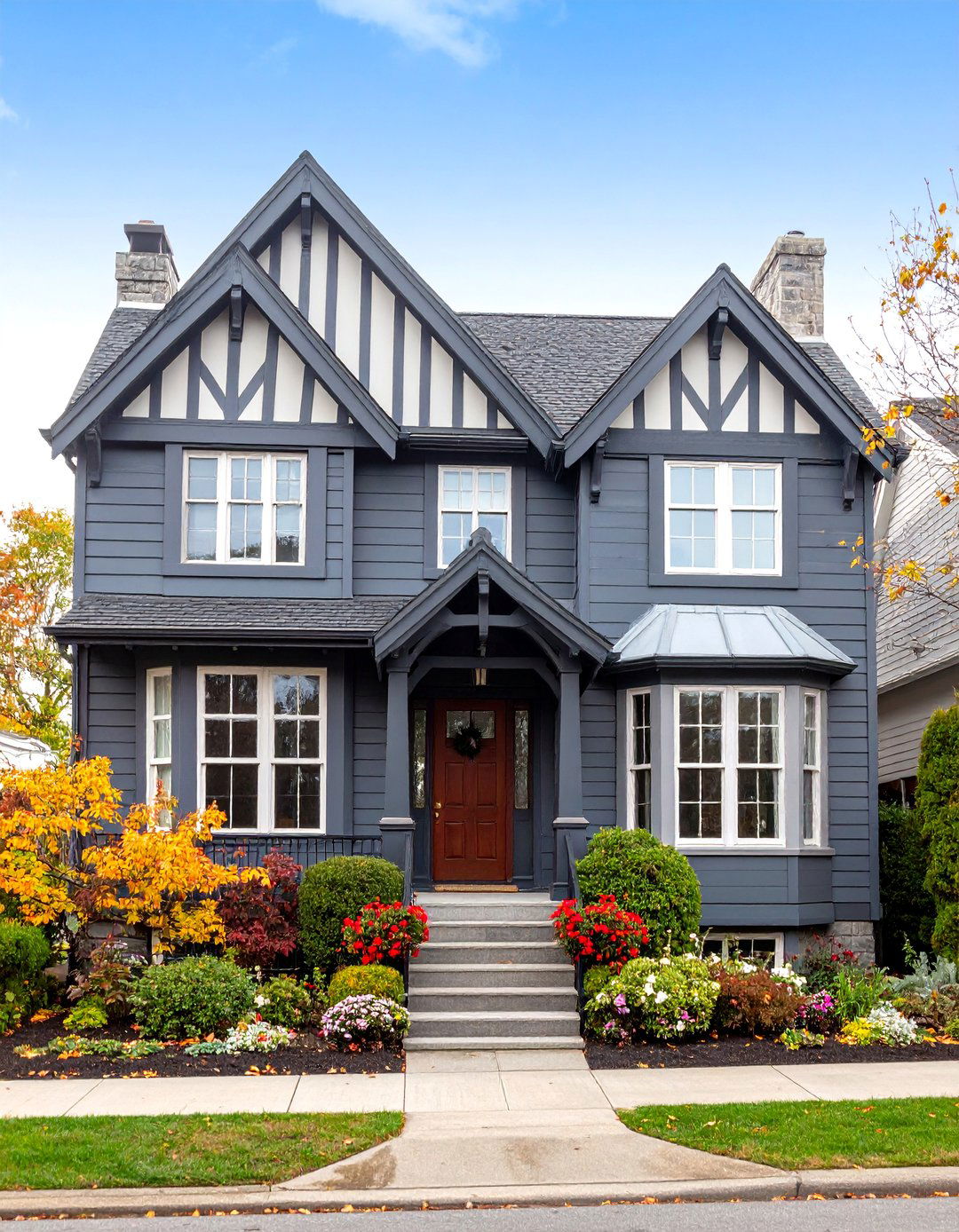 Dark Grey Tudor Revival - 25 Dark Grey House Exterior Ideas