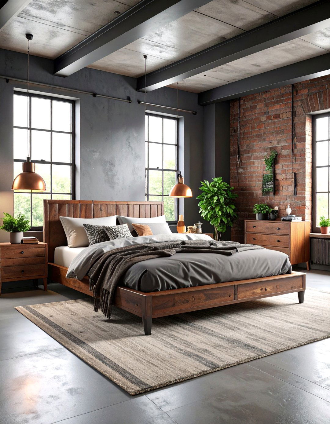 Dark Grey Vintage Industrial Fusion - 25 Dark Grey Bedroom Ideas