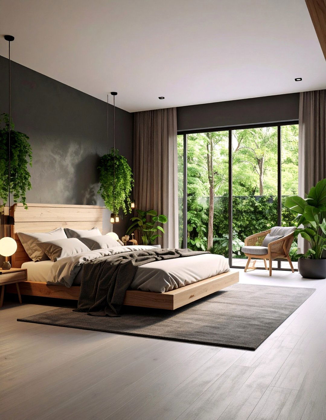 Dark Grey Wellness Focused Sleep Sanctuary - 25 Dark Grey Bedroom Ideas