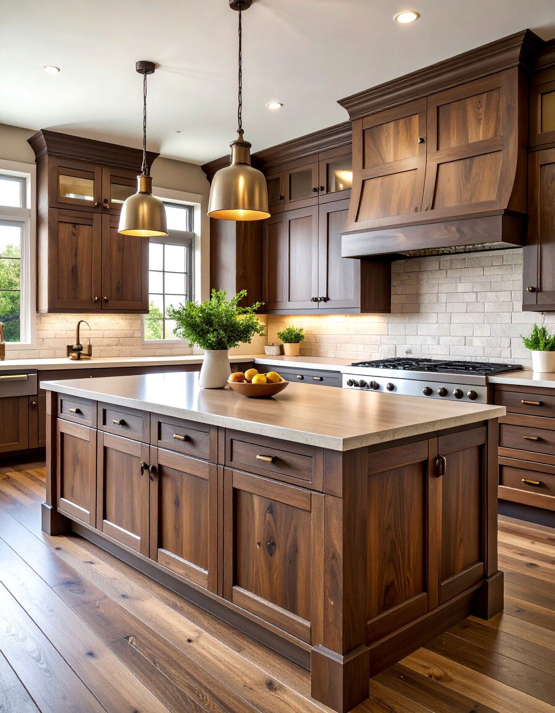 Dark Hickory Rustic Shaker Style Cabinets - 25 Dark Wood Kitchen Cabinets
