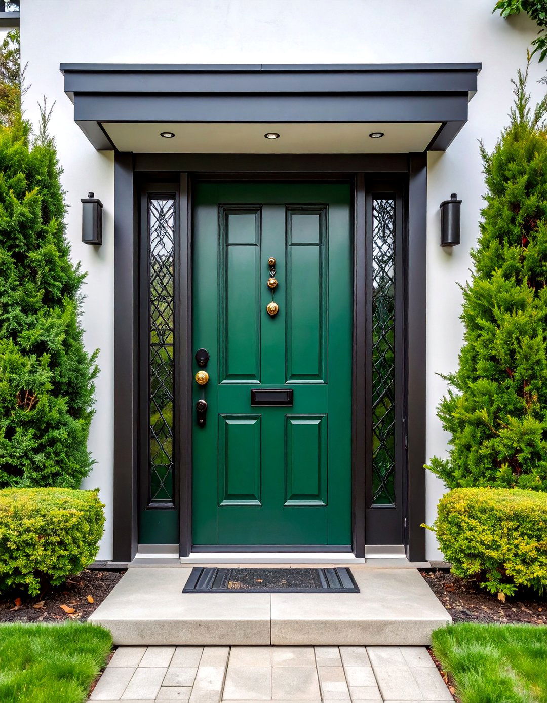 Dark Jade with Contemporary Steel Trim - 25 Dark Green Front Door Ideas