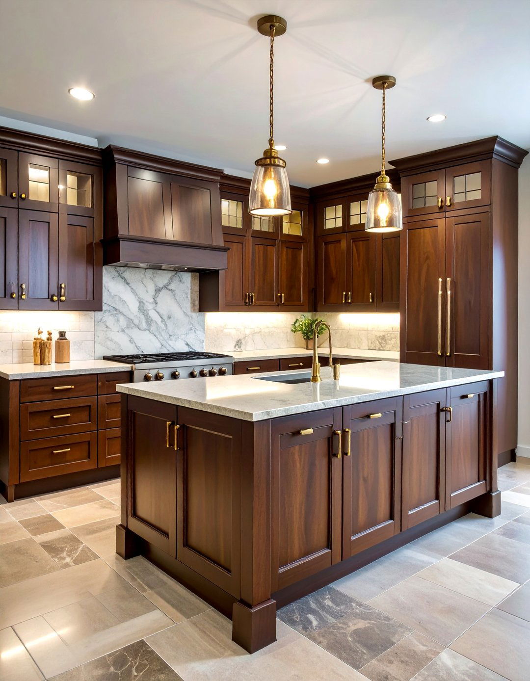 Dark Maple Raised Panel Traditional Cabinets - 25 Dark Wood Kitchen Cabinets