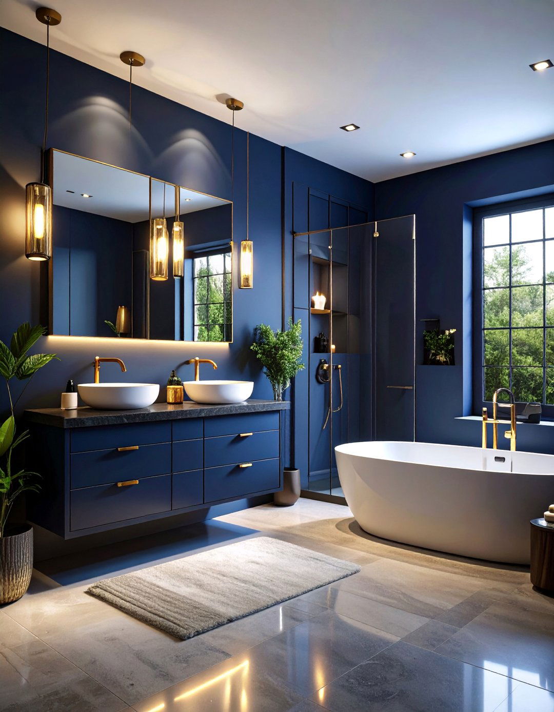 Dark Moody Apartment Bathroom with Dramatic Color Schemes - 25 Apartment Bathroom Ideas