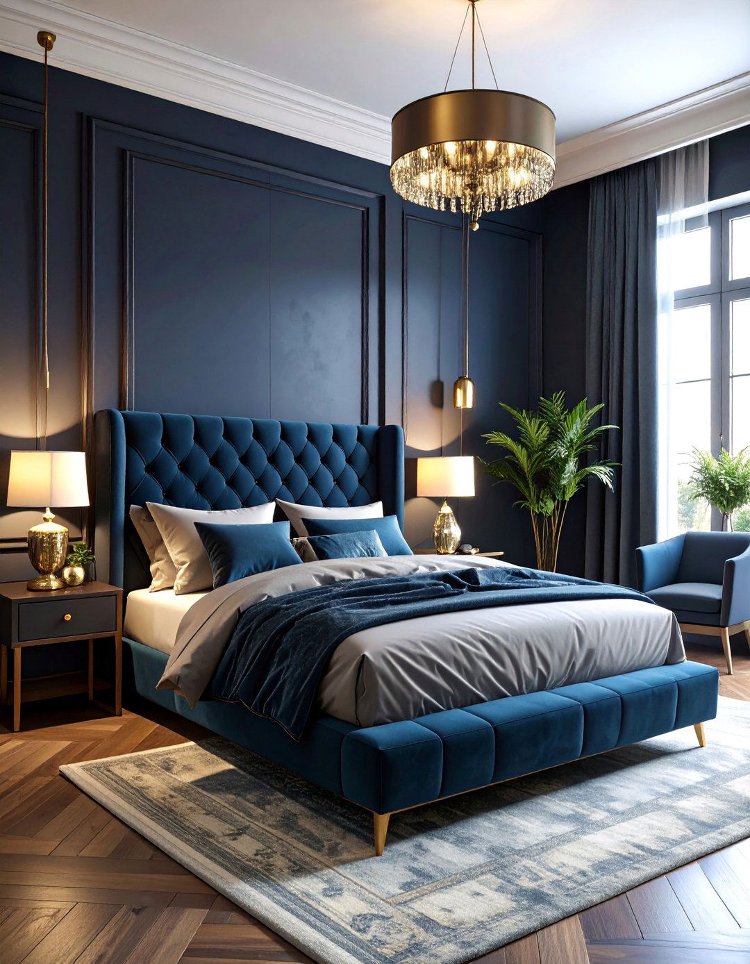 Dark Moody Bedroom with Velvet Textures - 25 Men's Bedroom Ideas