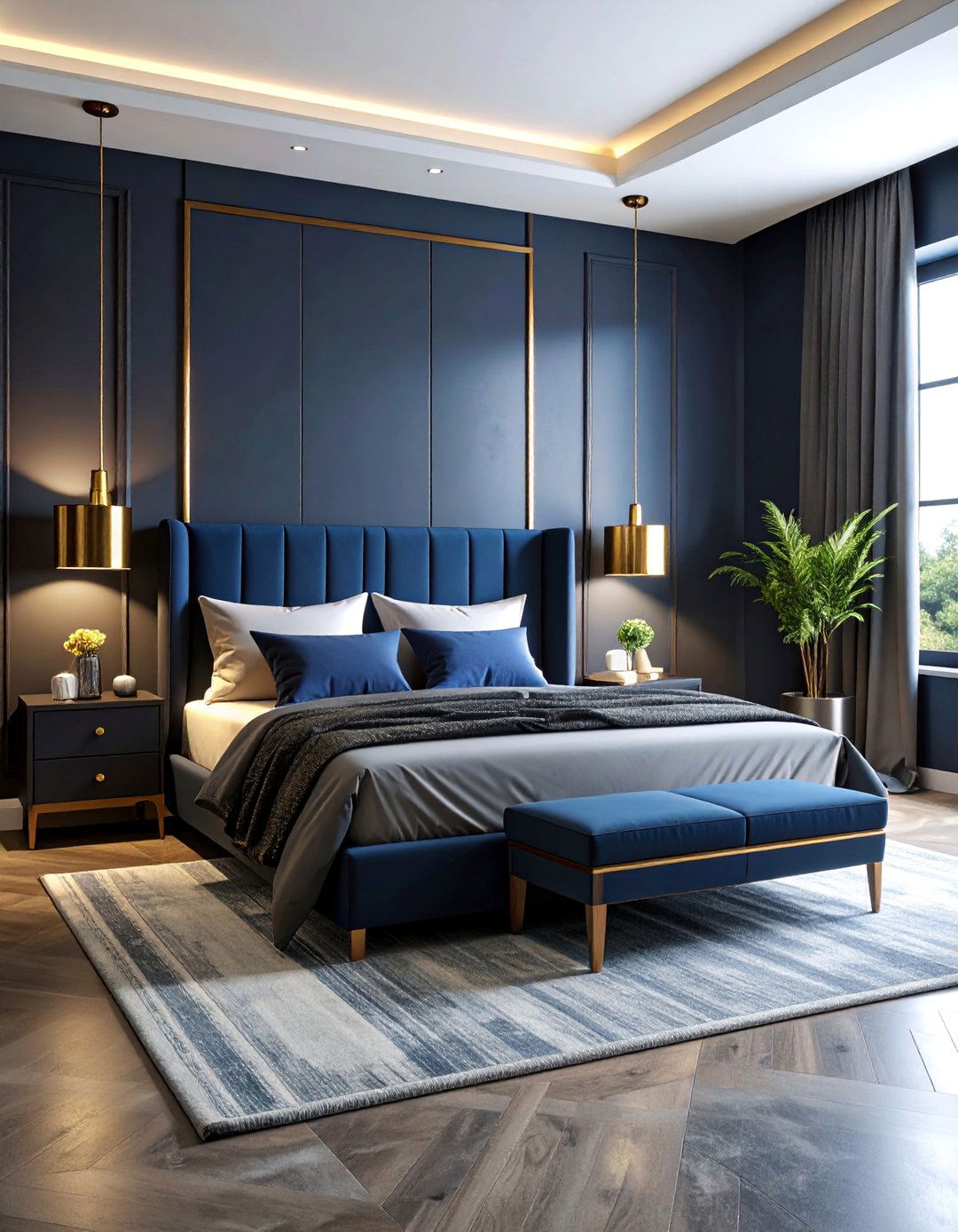 Dark Moody Bedroom with Vibrant Accent Pops - 25 Colorful Bedroom Ideas