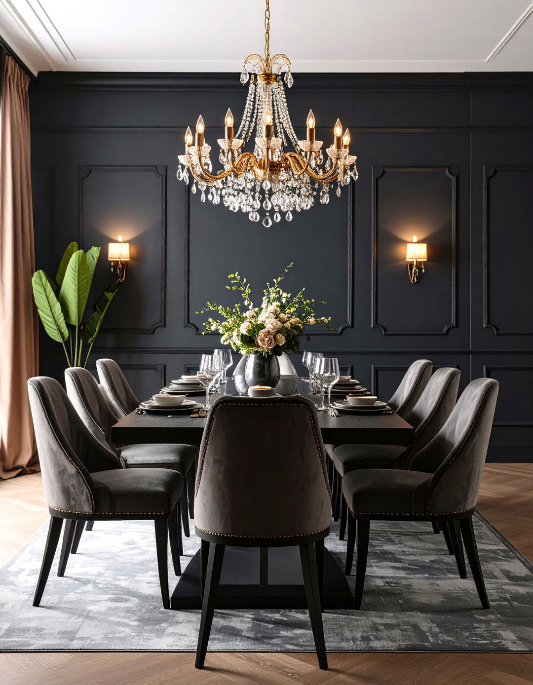 Dark Moody Paint Accent Wall - 25 Dining Room Accent Wall Ideas