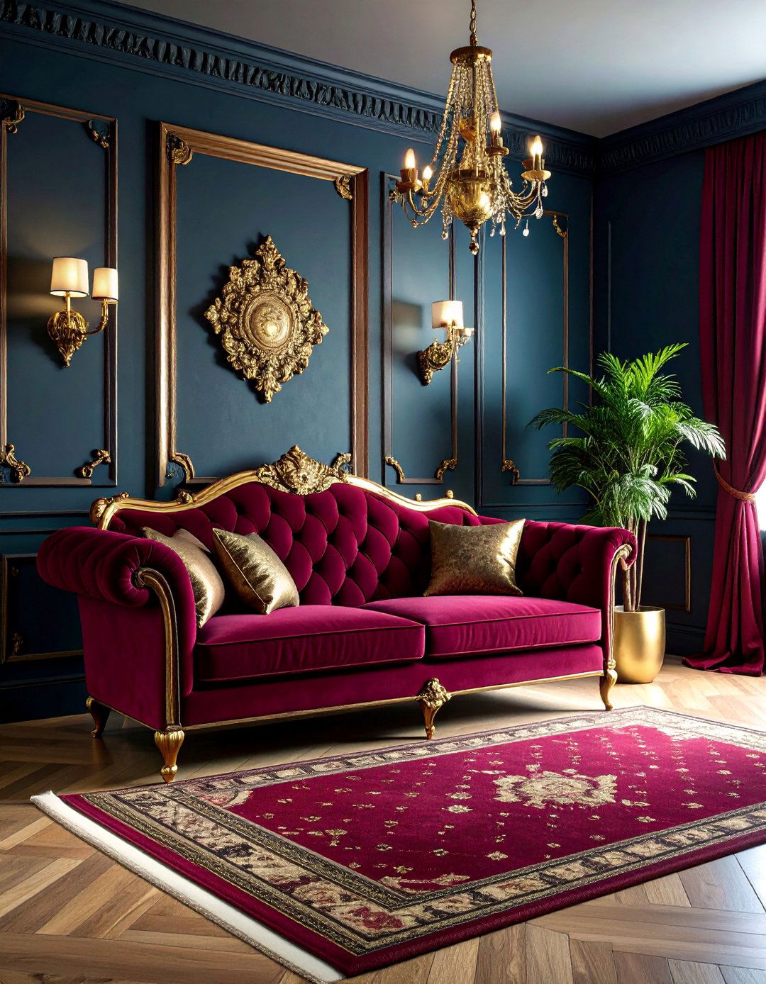 Dark Moody Snug Room with Navy Walls and Brass Details - 25 Snug Room Ideas