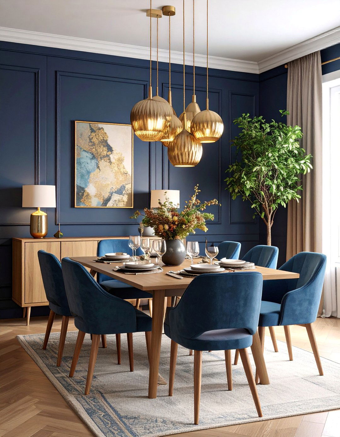 Dark Navy Shiplap Accent Wall - 25 Shiplap Dining Room Wall Ideas
