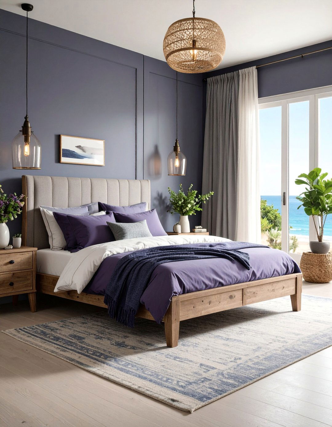 Dark Purple Coastal Bedroom with Ocean Influences - 25 Dark Purple Bedroom Ideas