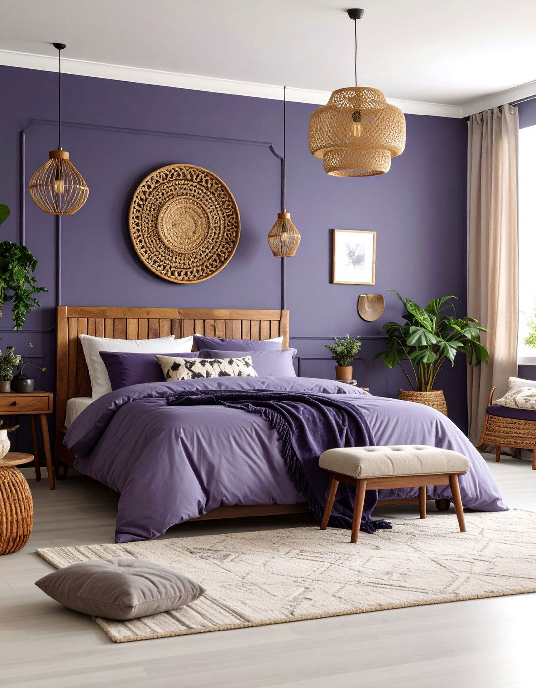 Dark Purple Eclectic Bedroom with Mixed Styles - 25 Dark Purple Bedroom Ideas