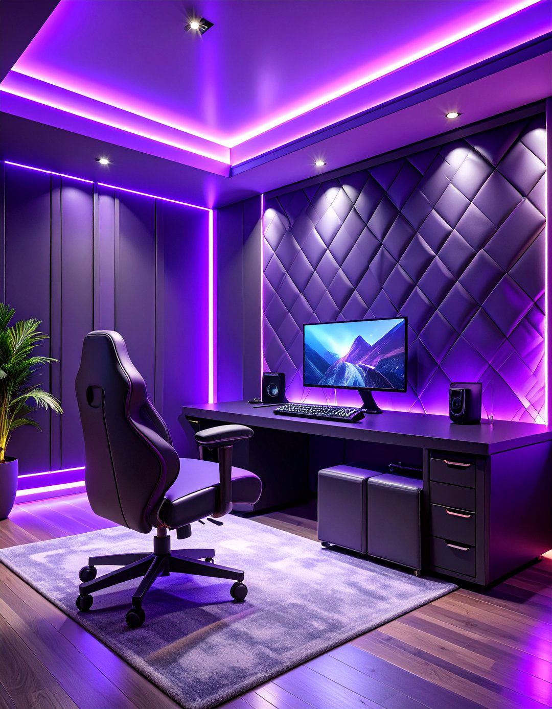 Dark Purple Luxury Gaming Setup - 25 Purple Gaming Setup Ideas